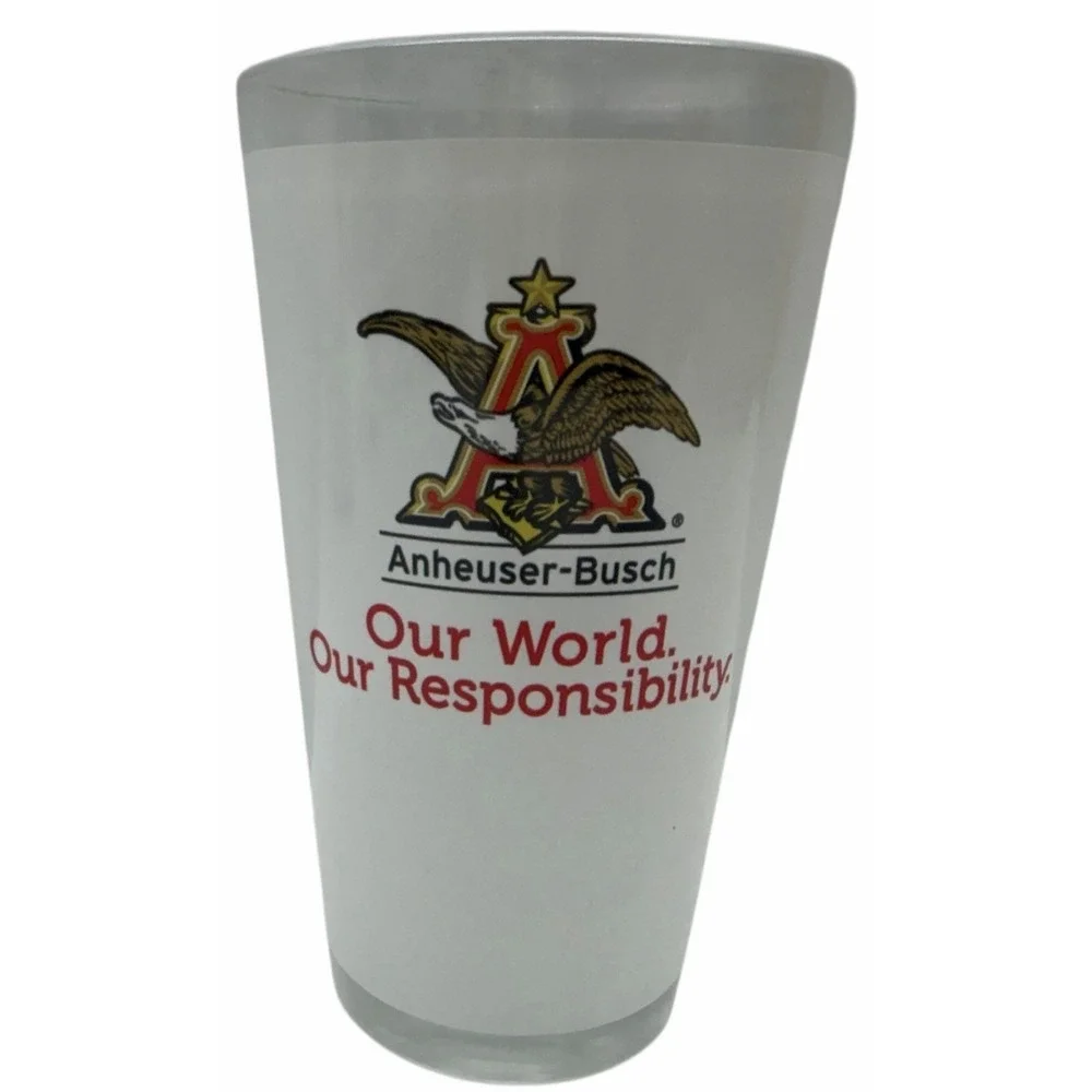 2- Budweiser Pint 16 oz Beer‎ Glass Anheuser Busch Eagle A Logo